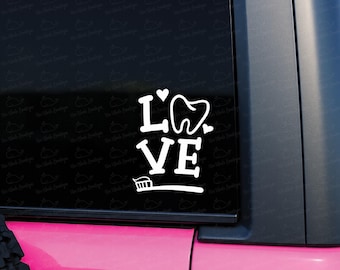Sticker dent, Sticker assistante dentaire, Sticker hygiéniste dentaire, Sticker dentiste, Sticker voiture dent,