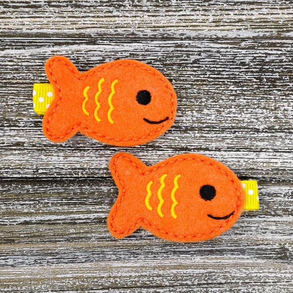 Orange And Yellow Fish Hair Clips, Goldfish Alligator Hair Clips, Fish Hair Clips