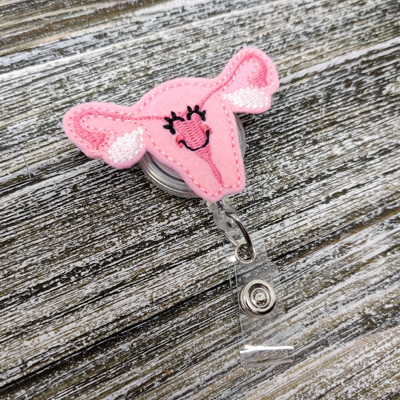 Pink Felt Uterus Badge Holder Uterus Badge Holder Uterus Etsy