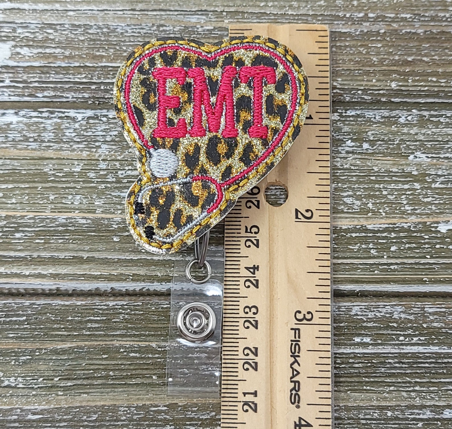 cheetah print glitter vinyl emt badge holder emt badge etsy