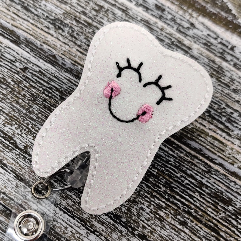 White Glitter Tooth Badge Holder Glitter Tooth Badge Holder Etsy