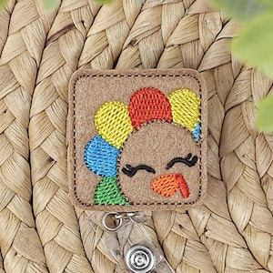 Peeking Turkey Retractable Badge Holder, Turkey Badge Holder, Turkey Badge Reel, Thanksgiving Badge Holder, Thanksgiving Badge Reel, Topper