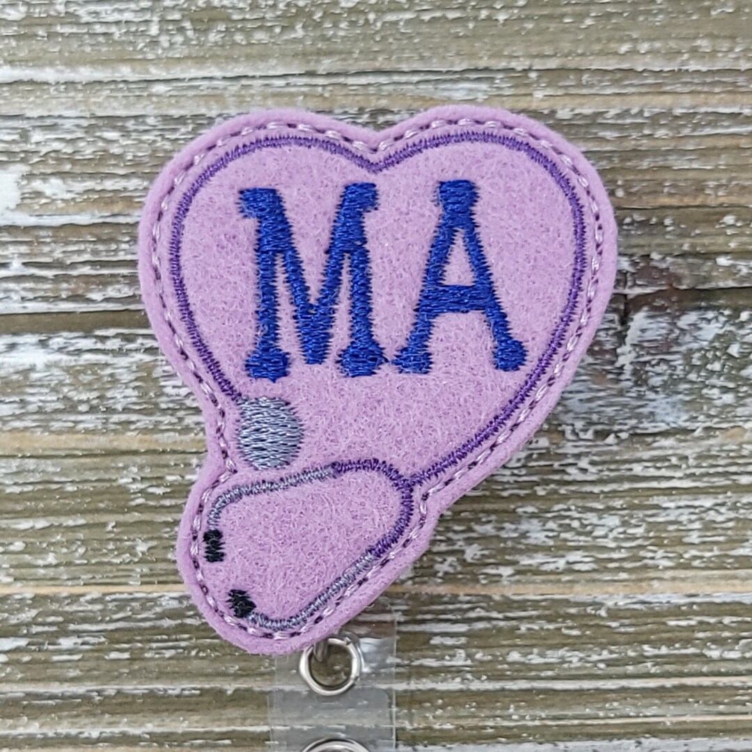 Lilac Felt Medical Assistant Badge Holder, Medical Assistant Badge Reel