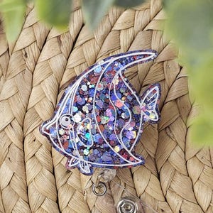 Glitter Resin Fish Retractable Badge Holder, Fish Badge Reel, Fish Badge Holder, Teacher Badge Reel, Nurse Badge Holder, Nurse Badge Reel