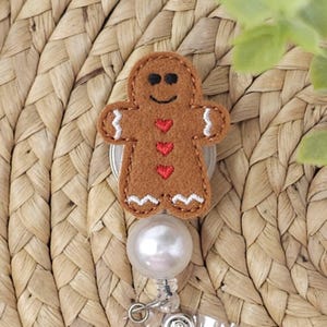 Gingerbread Man Retractable Badge Holder, Gingerbread Man Badge Reel, Christmas Badge Holder, Christmas Badge Reel, Winter Badge Holder