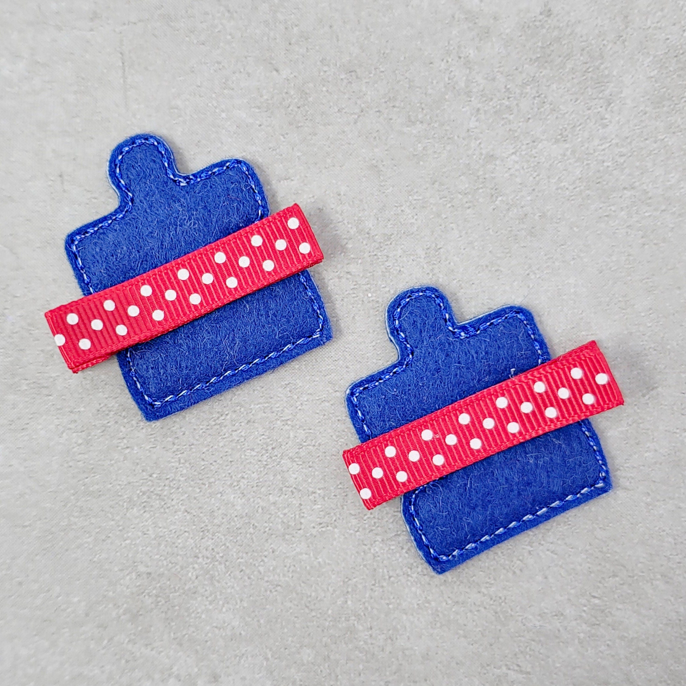 2 Fermagli Fiocco Neri Per Capelli: Accessori Consapevolezza Autismo Simbolo Puzzle Cuore