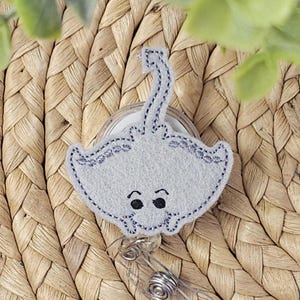 Gray Felt Stingray Badge Holder, Stingray Badge Holder, Stingray Badge Reel, Nurse Badge Reel, Nurse Badge Holder, Teacher Badge Holder