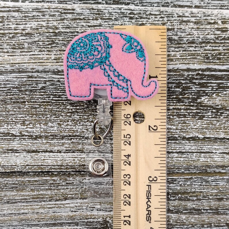 Mandala Elephant Badge Reel Mandala Badge Holder Pink And Aqua Mandala Elephant Badge Holder