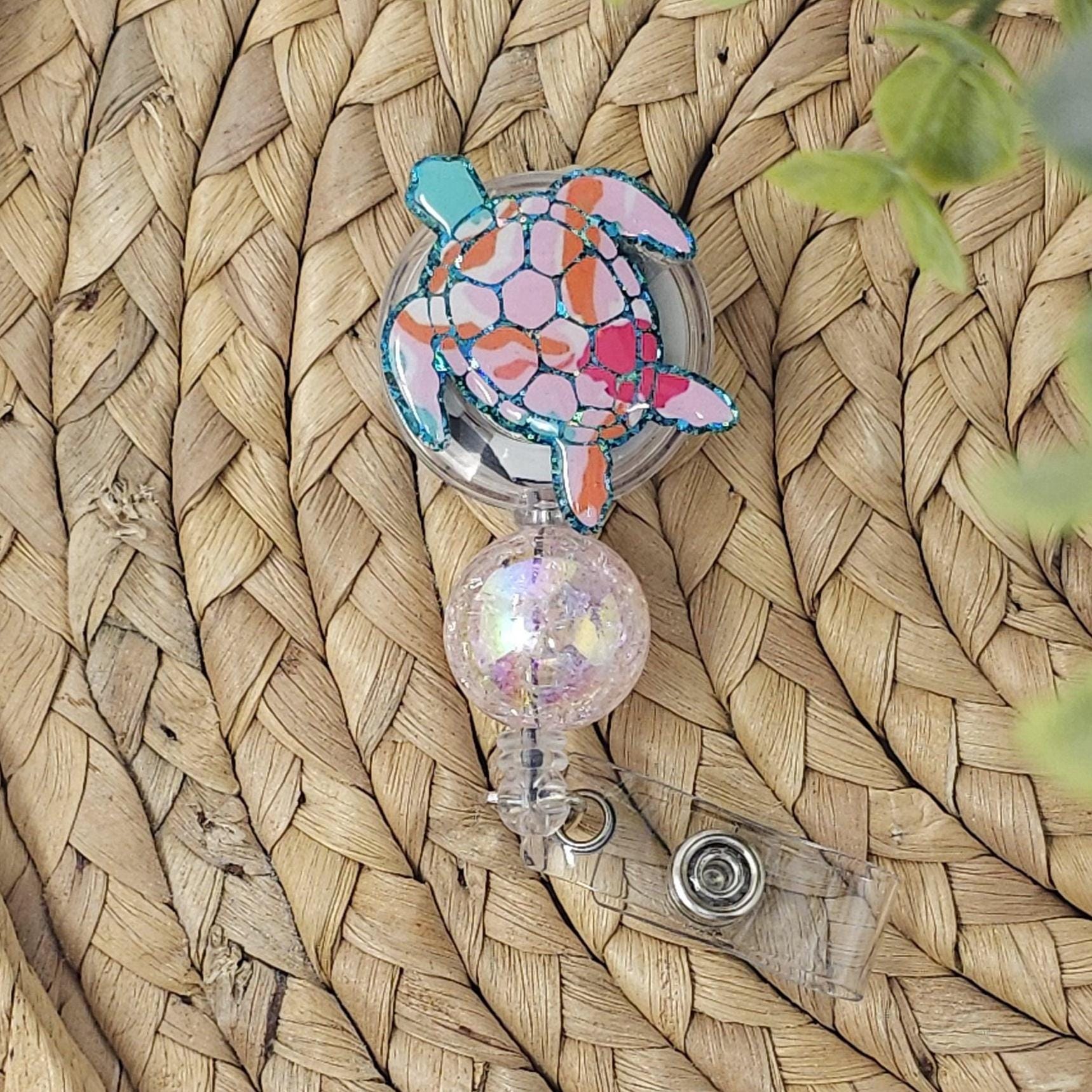 Retractable Turtles Customizable Sparkly Sea Turtle Retractable Badge Holder, Nurse Badge ...