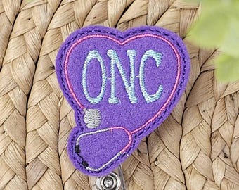 Porte-badge rétractable oncologie violet, porte-badge en oncologie, porte-badge en oncologie, porte-badge infirmière, infirmière en oncologie