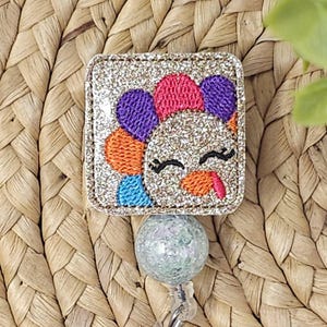 Peeking Turkey Retractable Badge Holder, Turkey Badge Holder, Turkey Badge Reel, Thanksgiving Badge Holder, Thanksgiving Badge Reel, Topper