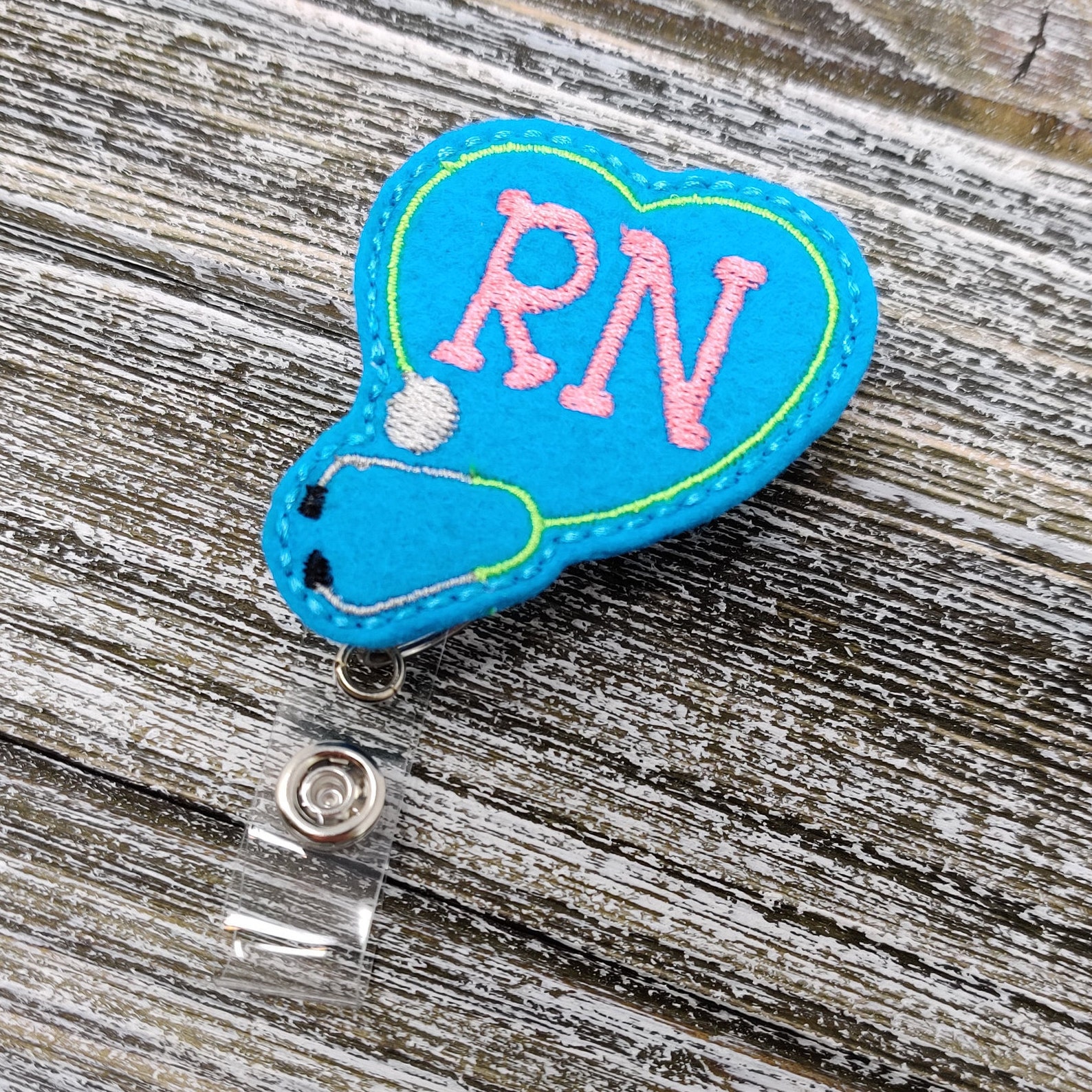 RN Heart Stethoscope Retractable Badge Reel RN Badge Holder - Etsy