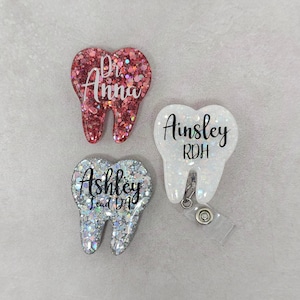 Customizable Tooth Retractable Badge Holder, Tooth Badge Reel, Tooth Badge Holder, Dental Badge Reel, Dental Badge Holder, Name Tag