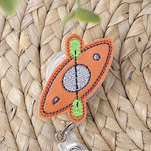 Orange Vinyl Kayak Badge Reel, Kayak Badge Holder, Kayak