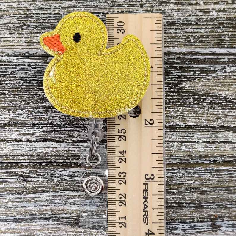 Rubber Duck Badge Reel Pediatric Badge Holder Gold Glitter Rubber Duck Badge Holder