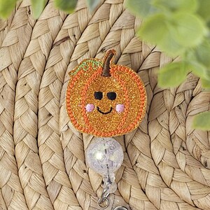 Orange Pumpkin Retractable Badge Holder, Cute Pumpkin Badge Holder, Pumpkin Badge Holder, Halloween Badge Holder, Nurse Badge Holder, Topper