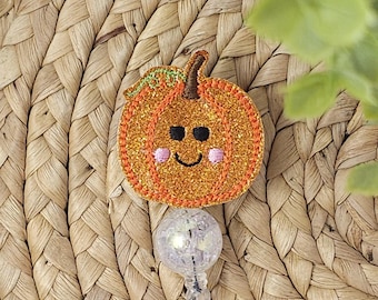 Orange Pumpkin Retractable Badge Holder, Cute Pumpkin Badge Holder, Pumpkin Badge Holder, Halloween Badge Holder, Nurse Badge Holder, Topper