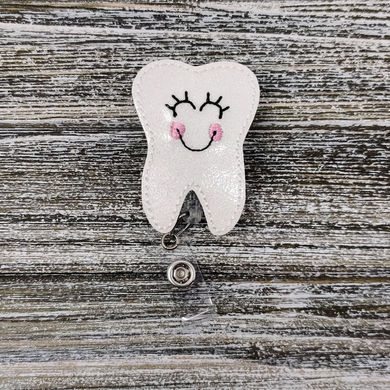 White Glitter Tooth Badge Holder Glitter Tooth Badge Holder Etsy