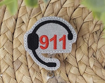 Porta credencial de despachador del 911 de vinilo con purpurina plateada, porta credencial de despachador del 911, carrete de credencial de despachador del 911, porta credencial de despachador, despacho