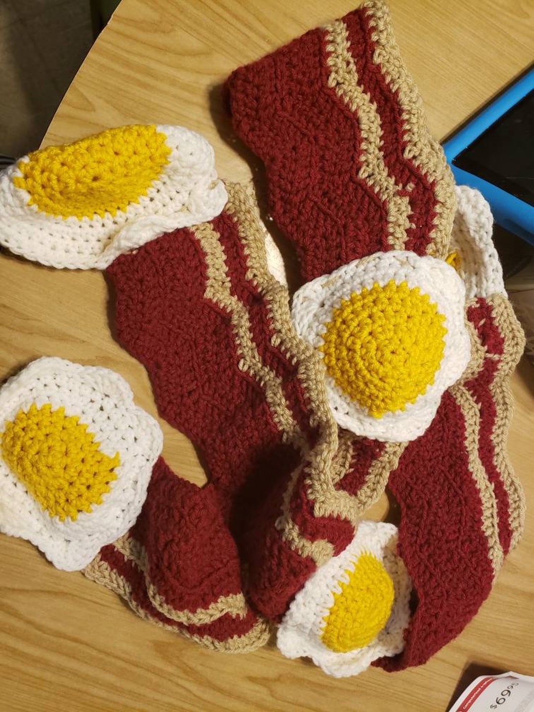 Fried Egg and Bacon Scarf Etsy