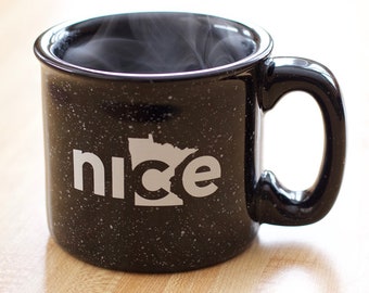 Minnesota Mug, Black - Mugs for Mom, Mugs for Women, State Mug, Minnesota Gifts, Campfire Mug, Minnesota State, State Campfire Mug