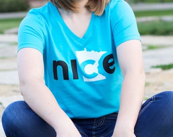 Minnesota Shirt Women, Blue | Minnesota, Minnesota Clothing, Minnesota Tshirt, Vneck Shirts for Women, Plus Size Womens Graphic Tee