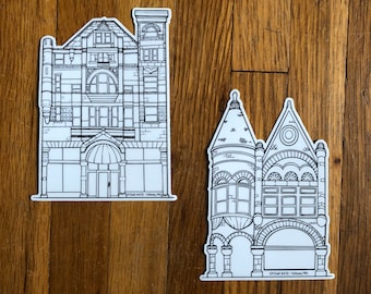 Winona Building Sticker Set | Stickers are 4x5 | Mini replicas of a favorite building in downtown Winona, MN