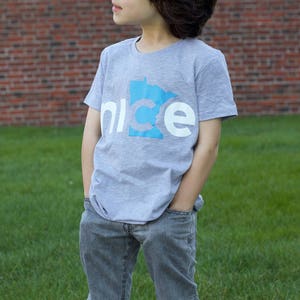 Nice Minnesota Kids Shirt, Gray-State Shirt, Minnesota Nice Shirt, Kids T-Shirt