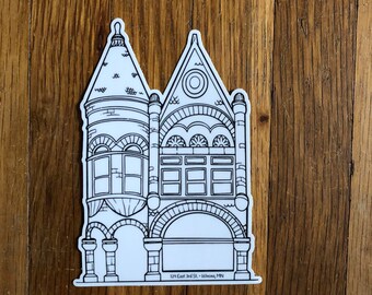 Winona Queen Anne Building Sticker 4x5 | A mini replica of a favorite building in downtown Winona, MN