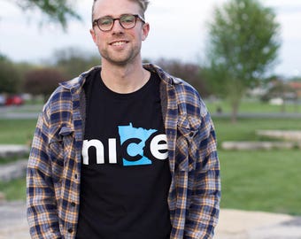 Minnesota Shirt for Adults in Black | Minnesota Nice Design on Black Graphic Tee