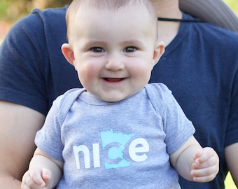 Minnesota Baby Outfit in Heather Gray for a Unique Baby Gift, Sizes Newborn - 12 Month