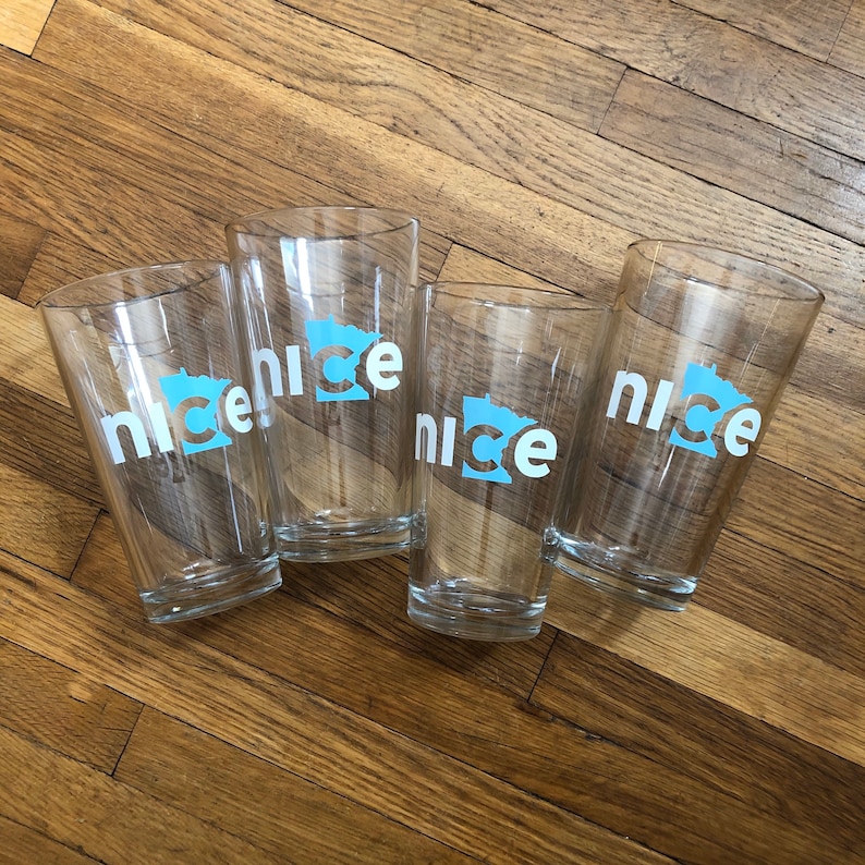 Nice Minnesota Pint Glass, Set of 4 Minnesota Beer Glass, Minnesota
