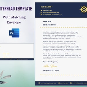 Plantilla de membrete Word editable / limpio membrete / membrete de negocios / PDF / DIY / imprimible / diseño de membrete / hojas de membrete