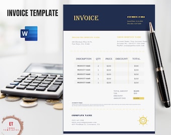 Invoice Template Word | Printable Invoice | Custom Order Forms | Photography Invoice Template | Editable Simple Billing Form | Word Receipt