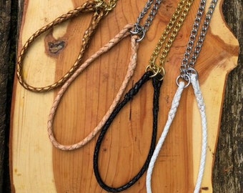 Braided Leather Show Collar, Half Check Collar, Exhibition Collar, Martingale Collar
