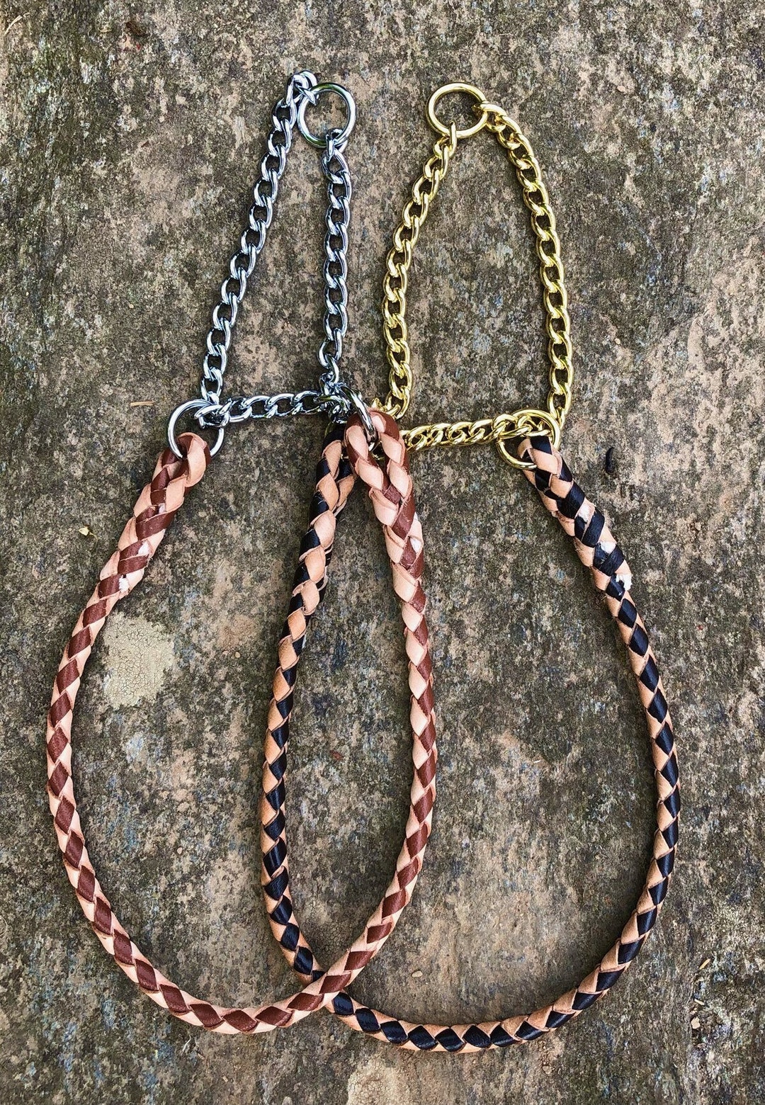 Braided Leather Show Collar, Half Check Collar, Exhibition Collar