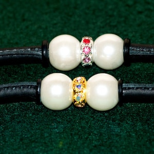 Beaded Dog Show Lead - Soft, Nappa, 4mm Leather with Beads and a Trigger Clip