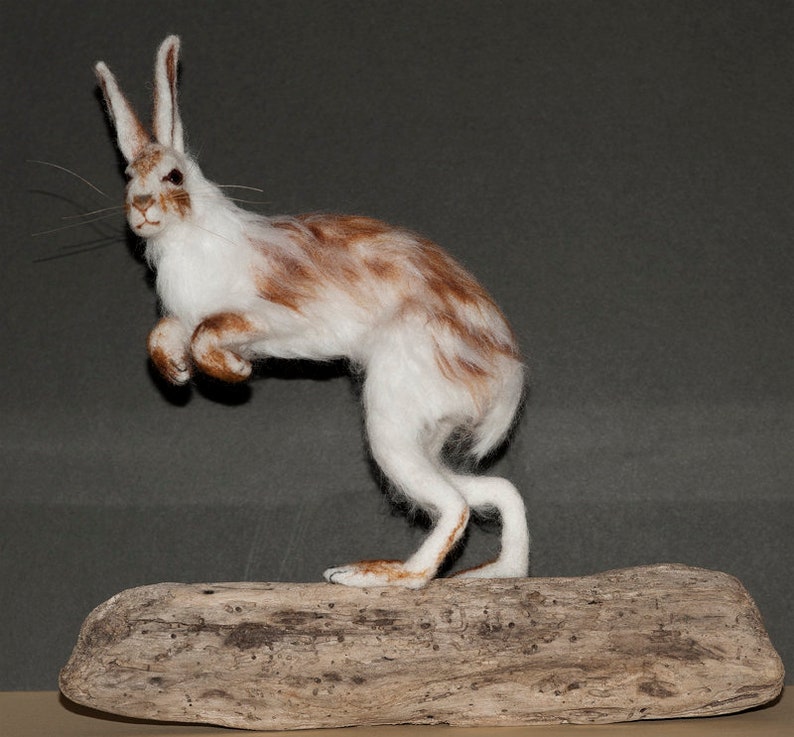 now sold Needle Felted Hare example only Snow Hare