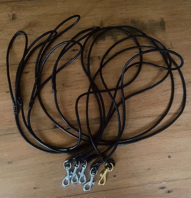 Dog Show Lead - Round, 4mm Leather with a Trigger Clip image 2