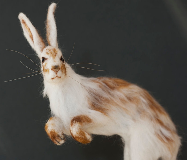 now sold Needle Felted Hare example only Snow Hare
