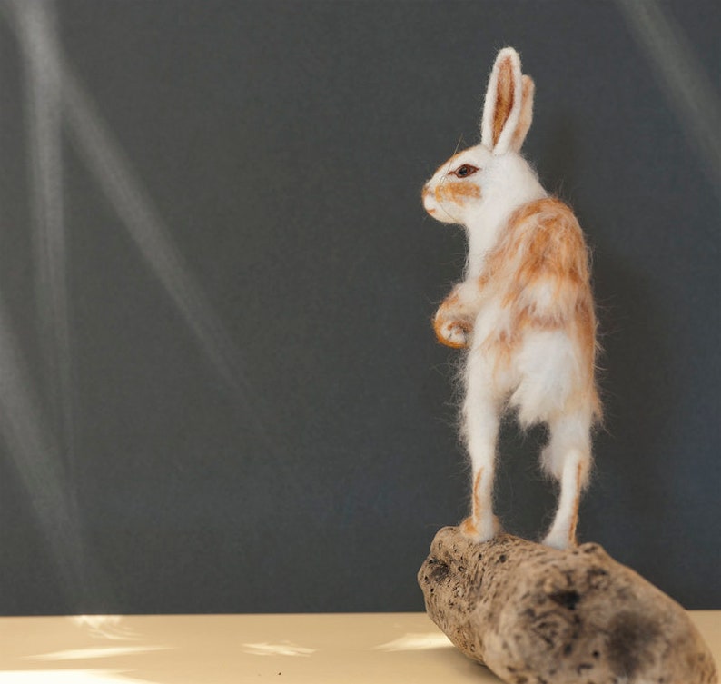 now sold Needle Felted Hare example only Snow Hare