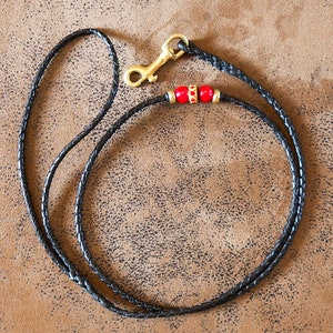 Dog Show Lead Braided, fine, elegant 4mm Leather with Beads and a Trigger Clip image 2