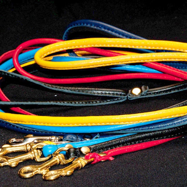 Dog Show Lead - 4mm soft, luxurious Nappa Leather in a range of colours