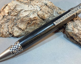 Truly Timeless Celtic Ballpoint Pen made with Ancient Irish Bog Oak (#2366)