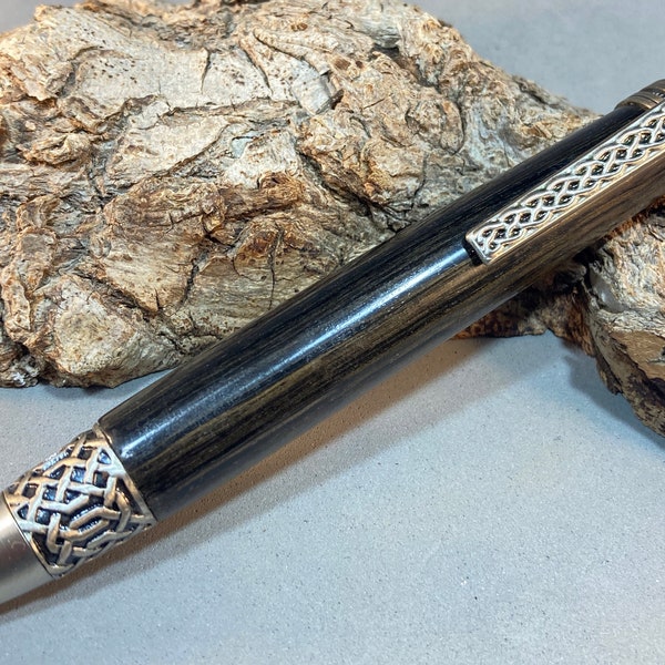 Truly Timeless Celtic Ballpoint Pen made with Ancient Irish Bog Oak (#2366)