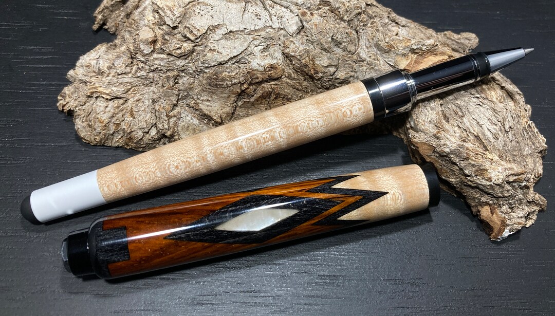 Pool Pen Pool Cue Rollerball and Stylus Pen Made With Mother of Pearl, Cocobolo ...
