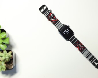 Stark Black Gray Custom Apple Watch Strap for 38mm 40mm 42mm 44mm Apple Watches Black