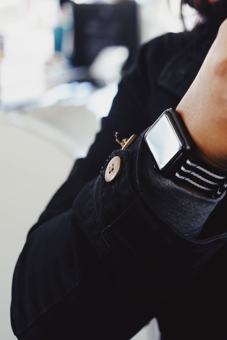 Preston Black and White Stripe Apple Watch Strap, Iwatch Strap, Nylon Strap, Iwatch Bands Strap, Iwatch bild 5