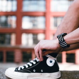 Preston Black and White Stripe Apple Watch Strap, Iwatch Strap, Nylon Strap, Iwatch Bands Strap, Iwatch