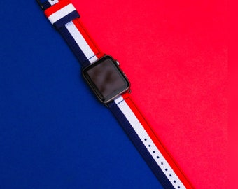Élysée Red White Blue Apple Watch Band 38mm 42mm, Apple Watch Nylon Band, Apple Watch, Apple, 38mm Band, France, Apple 38mm Watch